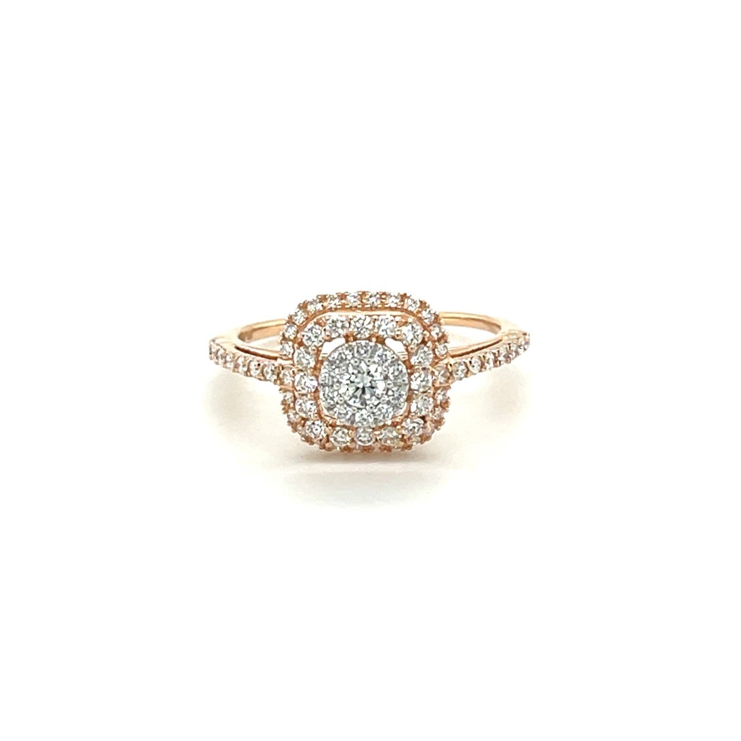 Elegant Double Halo Diamond Engagement Ring in Rose Gold